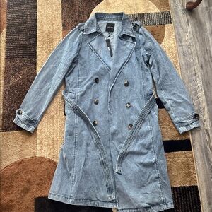 Denim Double-Breasted Trench Coat